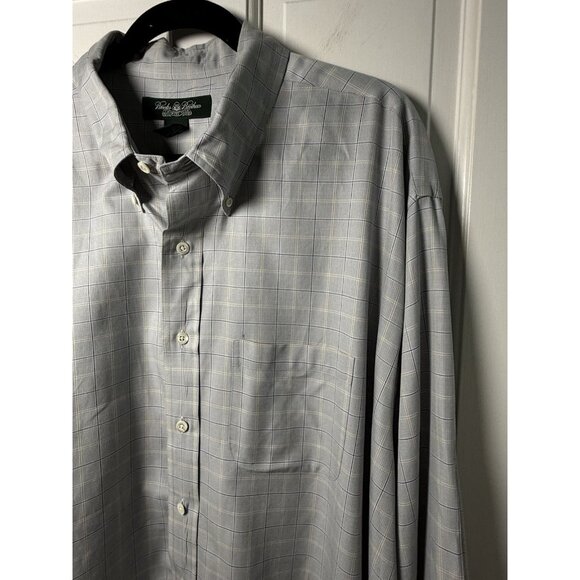 Brooks Brothers Country Club Men’s Blue Windowpane Check Dress Shirt Size XXL - Picture 2 of 12